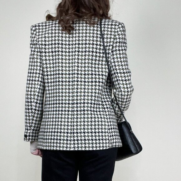 Vintage Houndstooth Blazer Jacket Coat Preppy Academia Quiet Luxury Old Money - Picture 3 of 10